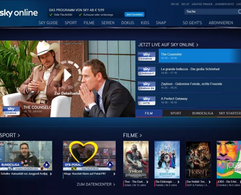 Sky startet Online-TV-Angebot Sky Online